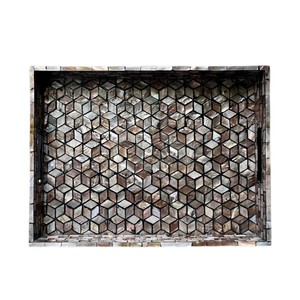 Luxury Mother of Pearl Serving <b>Tray</b> Handmade Inlay Shell Decorative <b>Tray</b> for Home Hotel Restaurant Serving and Gift Use - Product Image 6