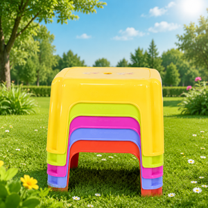Low PP Plastic <b>Stool</b> Oval Pattern Multi Color Lightweight Portable Durable Utility Ottoman Seat Living Room Furniture Farmhouse - Product Image 1