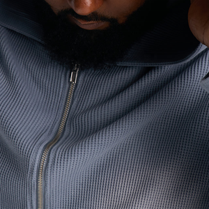 Nouvel Arrivage – Sweat à Capuche Zippé Tricoté Bleu pour Homme, Coupe Droite, Style Décontracté, Lavage Acide, Idéal Automne - Product Image 3