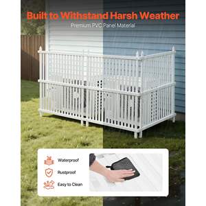 3 Panels Outdoor <b>Privacy</b> Screen 36 X 45 White Vinyl Air Conditioner <b>Fence</b> 19.7 Ground Stakes Pool Equipment Door Window Screens - Product Image 5