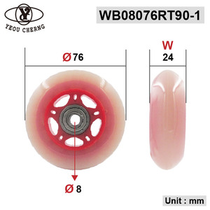 76x24mm Low Noise PU Replacement <b>Wheels</b> for Luggage and Carry-On Suitcase Rollers - Product Image 2