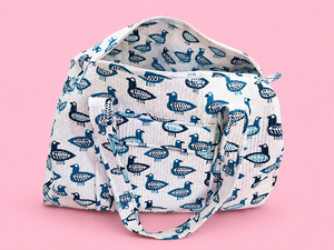 Grande trousse de toilette matelassée en coton, motif animalier, avec fermeture éclair, pour le voyage et l'organisation - Product Image 1