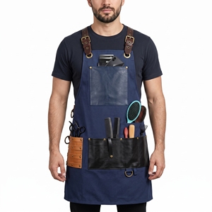 Delantal de Barbero de Algodón Resistente, Ajustable, con Tirantes Cruzados, Múltiples Bolsillos, para Peluquero, Estilista, Almacenamiento de Herramientas de Salón, Ropa de Trabajo - Product Image 1