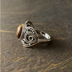 Artisan <b>Crafted</b> Oval Tiger Eye Silver <b>Ring</b> Traditional Ornate Filigree Openwork Statement Jewelry Manufacturer - Product Image 4
