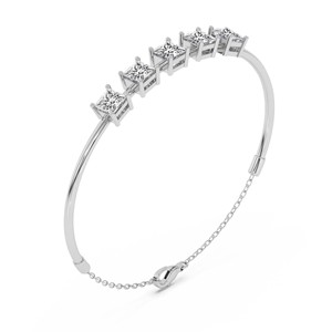 กำไลข้อมือทองคำ 14k ดีไซน์เจ้าหญิง ประดับเพชรแล็บโกรว์ 1 กะรัต รุ่น Unique Brilliant สำหรับผู้หญิง (แบบเปิดได้) ทูวี. สำหรับผู้ได้รับการรับรอง - Product Image 4
