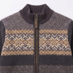 Cárdigan de Punto para Hombre de Alta Calidad, Cierre Completo, Diseño Suroeste, Color Gris Carbón, Manga Larga, Ribete Acanalado, Fabricación OEM ODM - Product Image 6