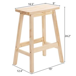 Set di 2 Sgabelli da Bar con Seduta a Sella da 60 cm, Colore Legno, per Sala da Pranzo, Cucina, Pub - Product Image 2