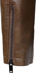 Men Brown Genuine Leather Slim Moto Biker Jacket Stand Collar Zipper Front Solid Color Regular Sleeve Autumn Style Finished - Product Image 4