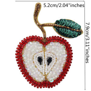 Broche de Cereza con Cuentas, Hecho a Mano, Bordado con Lentejuelas y Cuentas, Parche de Aplique de Fruta, Accesorio de Diseño, Venta al por Mayor - Product Image 3