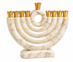 Chandelier de Hanouka vert sarcelle avec coupelles dorées en forme d'anneau, décoration religieuse, centre de table - Product Image 2