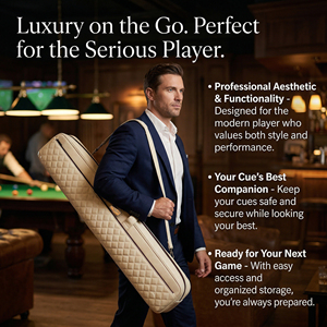 Étui de queue de billard COCO en cuir blanc de luxe fait main avec poignée, pour 1 ou 2 queues, vente en gros et personnalisation - Product Image 4