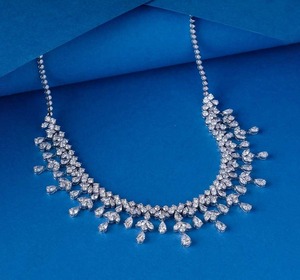 Designer 18KT Gold Plated Lab Created Diamond IGI Certified <b>Statement</b> <b>Necklace</b> | Premium Bridal Wedding Engagement Jewelry - Product Image 5