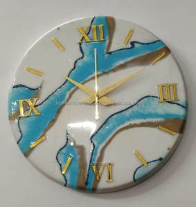 Reloj de pared artístico de resina epoxi con ondas azules, decoración del hogar para sala de estar, regalos de Navidad perfectos a bajo precio - Product Image 1