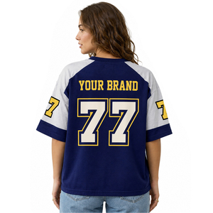T-shirt unisexe surdimensionné en jersey de coton mélangé, personnalisable avec nom et numéro, style streetwear, maillot de football américain, imprimé pour l'été - Product Image 2