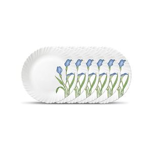 Vajilla de Vidrio, Juego Completo de 6 Platos para Comer y Regalar, Apto para Microondas, 100% Vegetariano, Extra Resistente, Súper Ligero y Blanco - Product Image 1