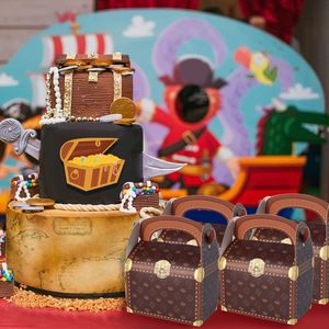 Lot de 10 boîtes à friandises et cadeaux, design coffre au trésor pirate, avec 2 types de poignées, pour fêtes sur le thème des pirates - Product Image 5