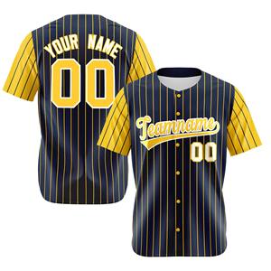 Maillot de baseball personnalisé tendance à sublimation, design à rayures fines entièrement boutonné, manches contrastantes noires, tenue d'équipe et vêtements de sport - Product Image 3