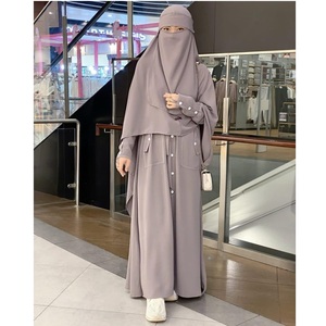 Hijab Niqab Islamique pour Femmes, Grand Voile Double Couche, Moyen-Orient, Ramadan, Prière Arabe, Khimar, Bandana Musulman Couleur Unie, Tendance - Product Image 4