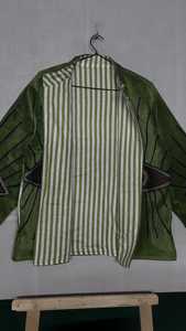 Chaqueta Verde de Terciopelo Bordada al por Mayor con Cuello Mao, Manga Larga, Ajuste Holgado, Bordado a Mano, para Todas las Estaciones, Uso Casual - Product Image 6