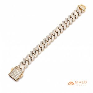 Bracelet en moissanite plaqué or 18 carats, bijoux de mode, bracelet à maillons cubains pour femmes et hommes, cadeau élégant, bijoux fins, New York City, NY - Product Image 1