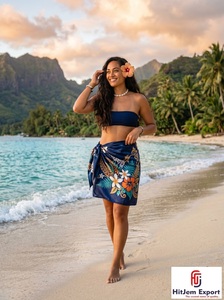 Pareo Hawaiano de Satén Tejido con Estampado Floral Tropical, Ligero, para Playa, Verano, para Niños, Fabricante de Telas Personalizadas, OEM - Product Image 6