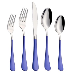 Elegante juego de cubiertos con mango morado y cabeza plateada para comedor moderno, restaurante de fiesta de boda y decoración de mesa elegante - Product Image 2