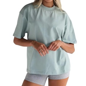 T-shirts d'été vierges pour femmes en gros, personnalisables avec broderie, streetwear féminin, hauts en coton respirant OEM - Product Image 1
