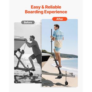 Scaletta a 4 Gradini in Acciaio al Carbonio Rinforzato per Rimorchio Barca con Maniglia Antiscivolo e 3 Opzioni di Angolo di Montaggio - Product Image 6