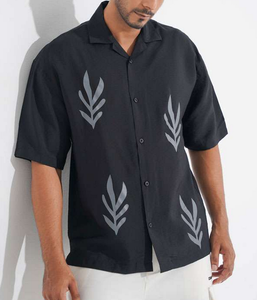 Men's Oversized <b>Half</b> <b>Shirt</b> Turn-down Collar Sleek Vintage Single-Breasted Casual Floral <b>Shirt</b> Summer-Look Crisp Soft Viscose - Product Image 2
