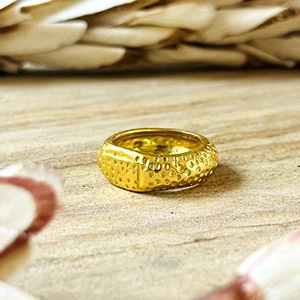 New High Demand Ethnic Textured <b>Ring</b> Boho Brass Band for Women 18k <b>Gold</b> Plated Dotted Hammered Statement for Wholesale/OEM/ODM - Product Image 6