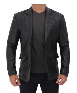 Precios al por mayor en chaquetas de cuero genuino para hombre OEM, chaqueta clásica elegante de dos botones, chaqueta de cuero para hombre con diseño premium y duradero. - Product Image 6