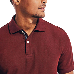 Polo en coton ajusté pour homme avec fermeture éclair 1/4, motif uni, tissu jersey respirant (250g) pour vêtements de sport d'été, design personnalisé - Product Image 3