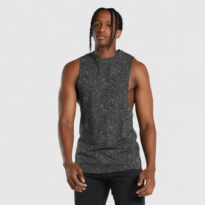 Camiseta sin mangas de punto vintage con lavado ácido personalizada, estilo oversize con hombros caídos para hombre, color negro 100% algodón, ¡la más vendida! - Product Image 1