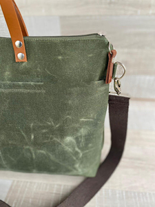 Sac fourre-tout en cuir et toile à fermeture ouverte, broderie, imperméable, pour voyage, travail, shopping, sac à bandoulière, grande capacité LCTB-0076 - Product Image 2