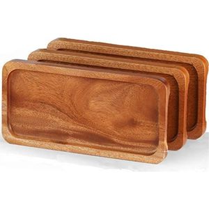 Plateau de service en bois d'acacia fait main avec poignées |   Grand plateau rectangulaire en bois pour table basse, cuisine, décoration de la maison - Product Image 3
