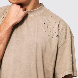 เสื้อยืดสตรีทแวร์ผู้ชายทรงโอเวอร์ไซส์ ผ้าฝ้าย 100% ทรงไหล่ตก เสื้อยืดไซส์ใหญ่พิเศษ เสื้อยืดเนื้อหนาสำหรับผู้ชาย - Product Image 5