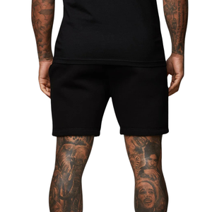 Shorts de sport en molleton noir pour homme avec cordon de serrage à la taille, pour la gym, la course et les activités décontractées - Product Image 3