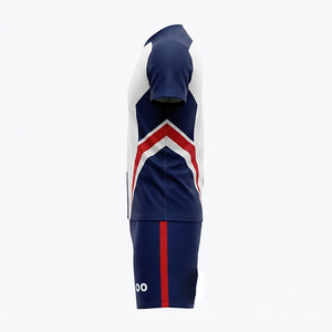 Ensemble de maillots de football personnalisés pour hommes, sublimés, col en V, manches courtes, polyester, uniformes personnalisés avec le nom de l'équipe pour les clubs et les matchs - Product Image 3