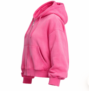 Autumn Winter Casual Women's Street Oversized Full <b>Zip</b> <b>up</b> Hoodie With Pocket Solid Color Long Sleeve <b>Crop</b> Tops Jackets Hoodies - Product Image 5