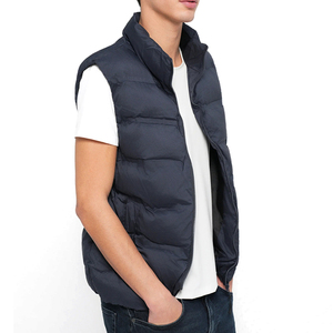 Chaleco de plumón sin mangas con cremallera completa, cuello alto, térmico, suave, informal, transpirable, para caballeros. - Product Image 5