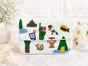 Bolso de noche con cuentas florales geométricas, bolso de hombro hecho a mano con cuentas, bolso cruzado con cuentas florales. - Product Image 1
