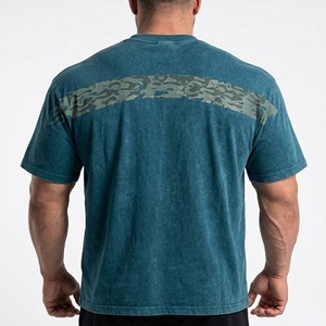 Custom Men's <b>Tshirts</b> High Quality Blank Heavyweight Rib Neck Streetwear logo Design Acid Water Washed Distressed <b>Tshirts</b> for Men - Product Image 4