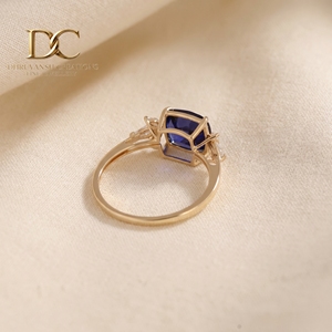 Nuevo Anillo de Lujo de Oro Sólido de 14 Quilates con Diamante Cultivado en Laboratorio y Zafiro Azul Real, Joyería Personalizada para Bodas y Fiestas para Mujer - Product Image 6