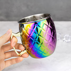 Taza de Acero Inoxidable Arcoíris, Taza de Café de Metal Martillado con Asa, Vajilla Colorida, Taza para Cócteles, Accesorios de Cocina y Bar - Product Image 1