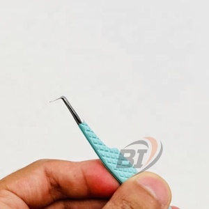 แหนบต่อขนตาสแตนเลสแบบมืออาชีพ ปลายเรียบ จับแน่น แหนบต่อขนตา 90 องศา - Product Image 2