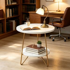Comodino Moderno in Stile Antico con Accenti in Mango e Pino, Tavolino in Acciaio Inossidabile per Camera da Letto, Arredamento per Appartamento o Casa - Product Image 4