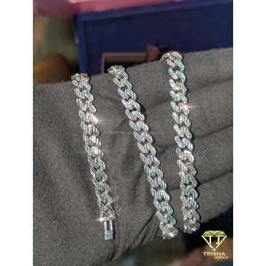 Cadena cubana de diseño premium de Miami en plata de ley 925 con corte de diamante VVS cultivado en laboratorio, joyería hip hop de Trisha Jewels - Product Image 5