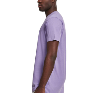 Camiseta Larga Oversize para Hombre, Color Morado, Algodón, Cuello Redondo, Manga Corta, Casual, Color Sólido, Tejido Jersey - Product Image 2