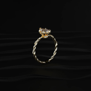 Bague de fiançailles en diamant de laboratoire taille marquise, pavé torsadé, certifiée IGI, couleurs D à F, or, argent, jaune, blanc, rose, radiant - Product Image 4