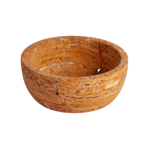 Bol en pierre de travertin naturel fait à la main, rond, décoratif, beige neutre, pour la cuisine, la décoration du salon - Product Image 1